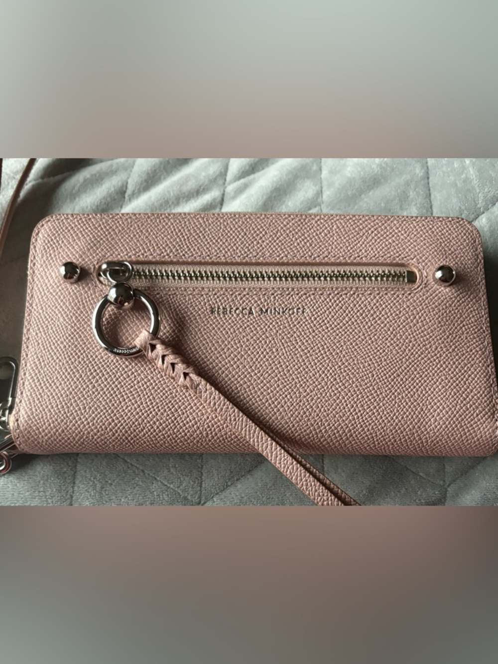NWOT Rebecca Minkoff Gabby Ballet Pink Textured Leather Wristlet Phone Wallet